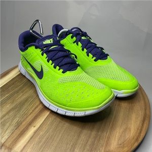 RARE Nike Free 4.0 V2 Electric Green Night Blue Pure Platinum Sz 9 511472-340